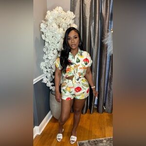 Floral Print Women's Romper